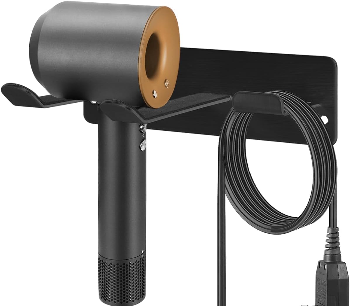 Support de Sèche-Cheveux,Support Mural Compatible avec Tous Les Sèche-Cheveux,Organisateur D'espace pour Salle de Bains/Chambre à Coucher/Salle de Bains/Salon de Coiffure, Acier Inoxydable 304 (Noir)