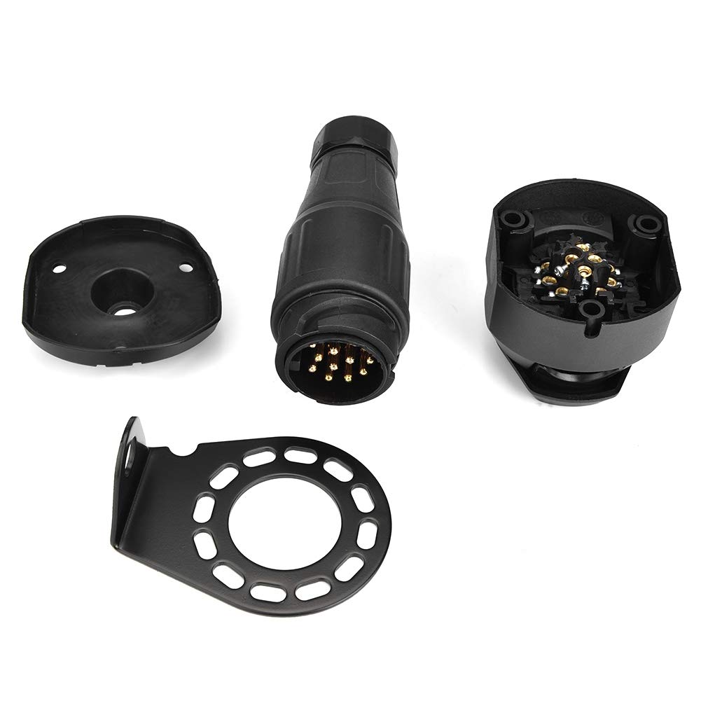 Yctze 13 Pin Trailer Connector and 13 Pin Plug Socket Adapter Bracket for Trailer Towing Towbar(12V) for Trailer Plug 13Pin Trailer Plug Trailer Adapter Trailer Connector Trailer