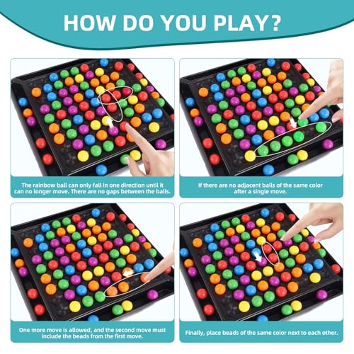Intellektuelles Schachbrett Doppelduell, 80 Stück Rainbow Ball Gesellschaftsspiele, Regenbogenball Schachbrett Strategiespiele, Tabletop Familienspiele Partyspiele für Erwachsene Kinder