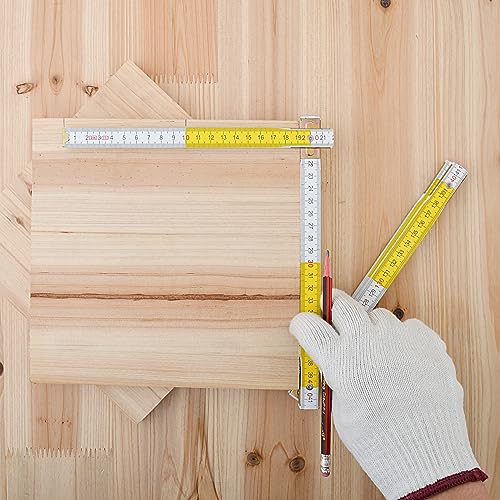 Gunpla Zollstock 2 Meter aus Hochwertigem Holz, Metrisches Metermaß mit 10 Glieder, oma opa papa schwiegervater und Handwerker Weihnachtsgeschenke, Gelb und Weiß