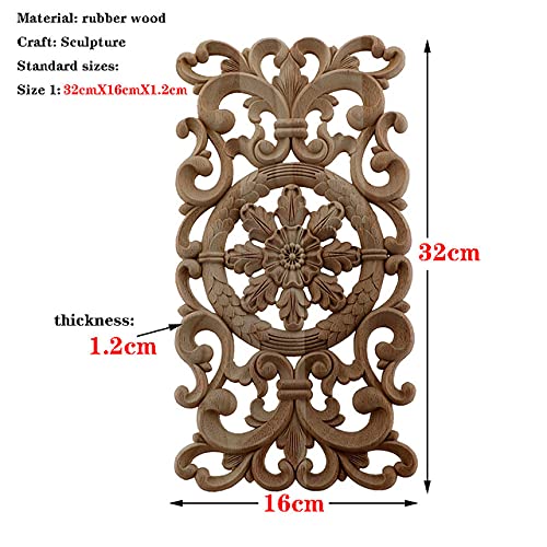 Applique en bois sculpté de 32x16cm pour décor de meuble style européen