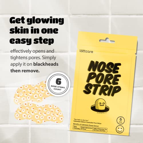 Lattcare – Calendula Nose Pore Strips (6Pcs) / Dalgona Skin Shield Patches (15Pcs) – Blackhead Remover, Deeply Cleansing, Strips-Soothing Eczema, Shrinks Pores– Hydrocolloid Acne Pimple Blemish Patches, Cruelty-Free – Absorb Fluid And Reduce Concern, Cute Shape, Vegan And Cruelty-Free Skincare #TOP3