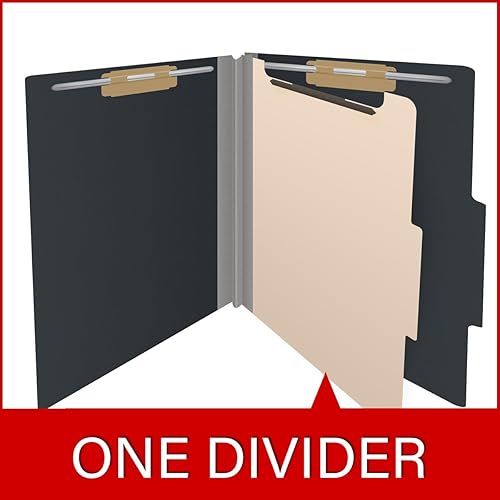 Miniatura 8 de Carpetas de clasificación de cartón prensado de 25 puntos, pestaña superior ROC de corte 25, tamaño carta, 1 divisor, negro (caja de 10)