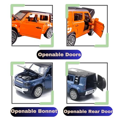 Image of Diecast Defender Small Toy Car with Openable Doors, Bonnet & Boot Pull Back Action for Kids Alloy Metal Diecast Model (Multi Color - Color as per Availability)