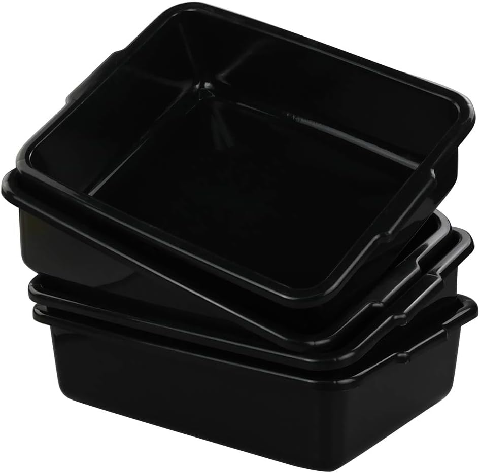 Eudokky Small Plastic Washing Bowl, 4-Pack Food Plastic Storage Tray, 37.5 x 27 x 10 cm