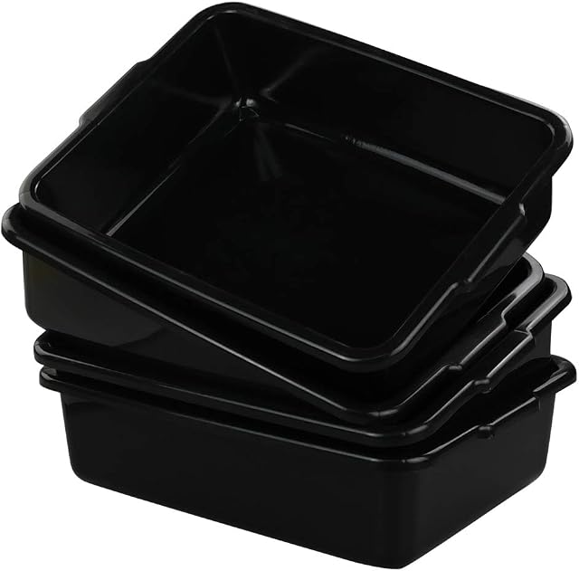 Eudokky Small Plastic Washing Bowl, 4-Pack Food Plastic Storage Tray, 37.5 x 27 x 10 cm