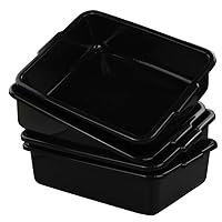 Vista 1 de Juego de 4 tinas de plástico para autobús comercial de 8 litros, sartenes rectangulares de plástico negro