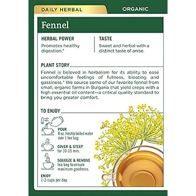 Traditional Medicinals Organic Fennel Herbal Tea, Promotes Digestive Health, (Pack of 2) 32 Tea Bags Total