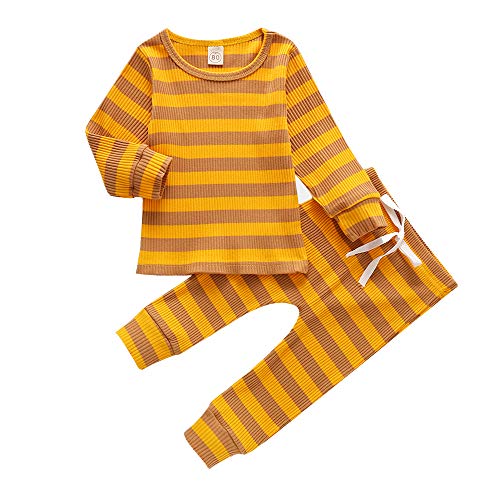 Baby Pajamas 12-18 Months Toddler Girl Christmas Pjs Snug Fit Long Sleeve Sleepwear Fall Outfits for Gilrs Sweatshirt Pants 2 Piece Set Yellow
