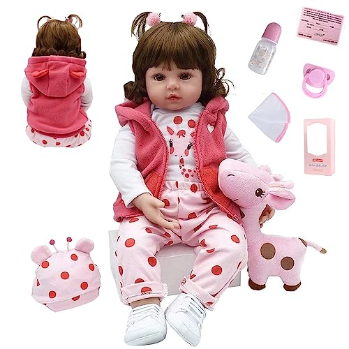 SYP Reborn Baby - Muñecas realistas de silicona para bebés de 17 pulgadas de 48 cm, como niñas reales, la verdadera muñeca original Reborth, caja de regalo con chupete magnético y juego de muñecas