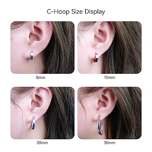 Limerencia Hypoallergenic G23 Pure Titanium Big Post Thin Square Edge Open Hoop | F136 Implant Grade Womens Dainty Hoop Earrings | Lightweight for Sensitive Ears3