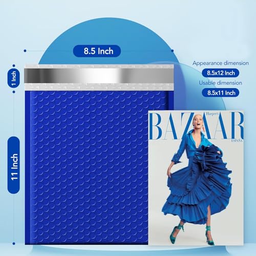 Image of Fuxury Bubble Mailers 8.5x12 Inch 250 Pack Royal Blue Large Bubble Envelopes Bulk Opaque Cushioning Mailer for Small Business Mailing Books Clothes Makeup Supplies #2