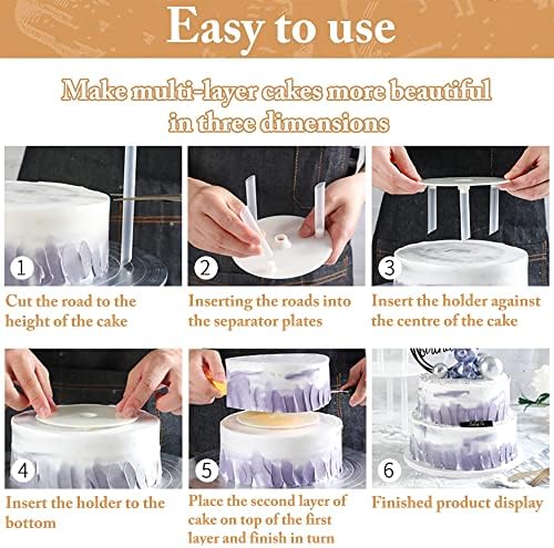 Cake Dowels Rods, 21 Pcs Cake Dowels for Tiered Cakes with 3 Pcs Cake Separator Plates, Reusable Plastic Cake Support Rod for Tiered Cake Construction Supporting