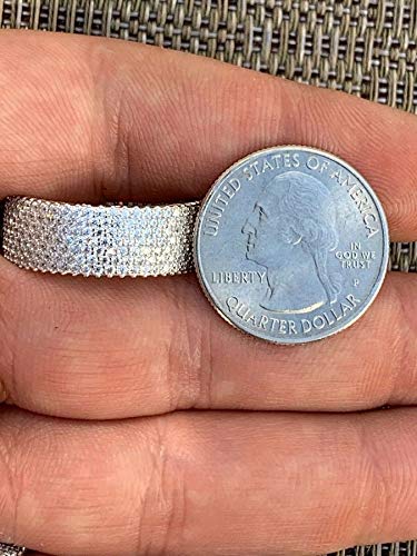 HarlemBling Real Solid 925 Silver - His Or Hers Micropave Ring - Wedding Band Or Pinky Ring Looks Nice On Anyone - Iced Eternity Hip Hop Band3