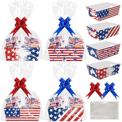 Cinrobiye 12 Pcs Patriotic Gift Baskets Bulk Empty 4th of