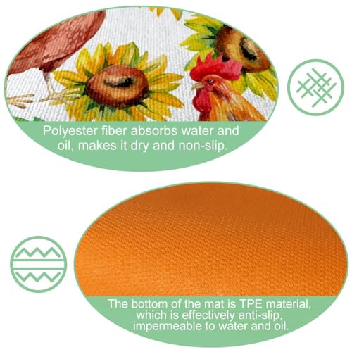 Alfombrillas de cocina para pasillo y cuarto de lavado con girasol 6