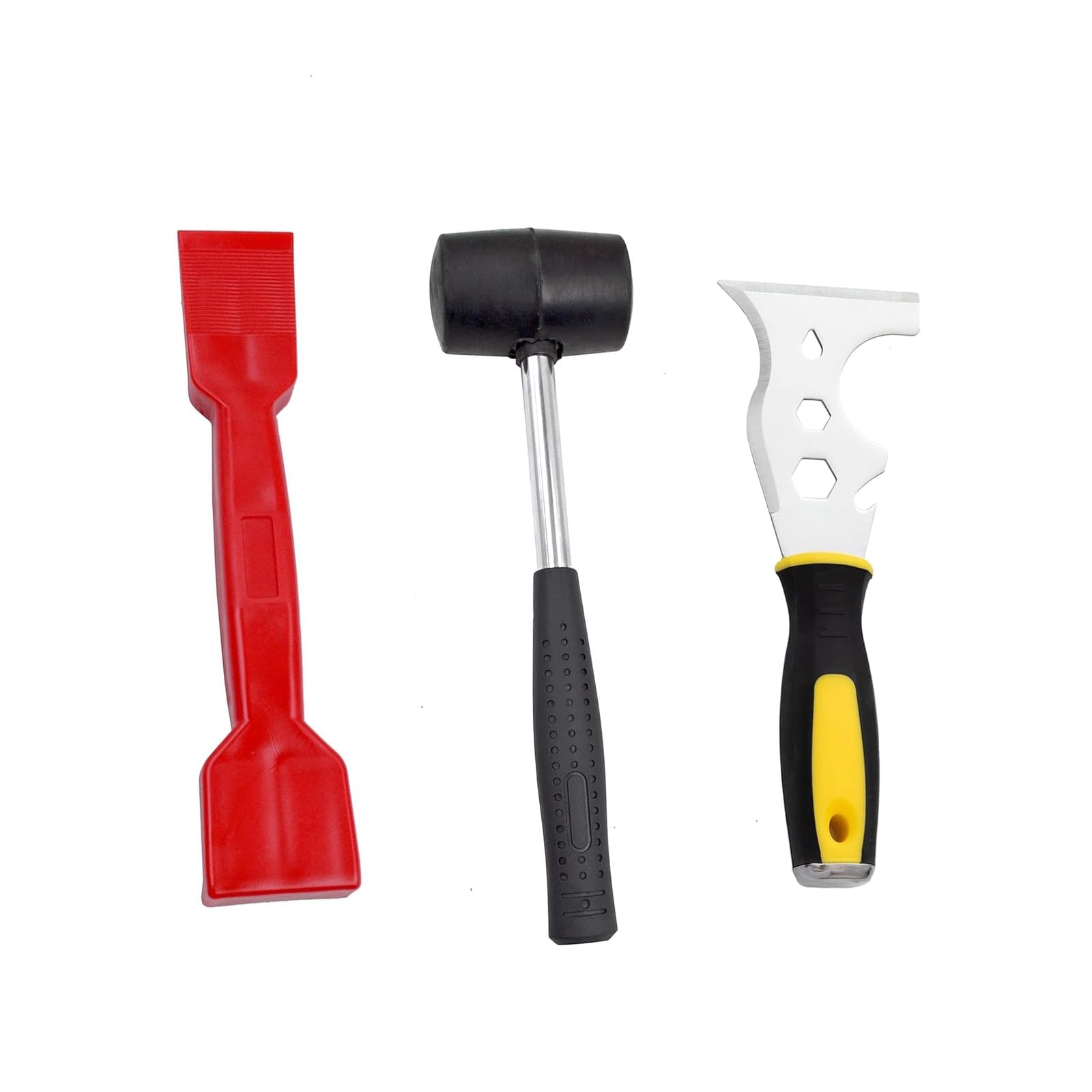 3Pcs Window Glazing Tool Kit, Glazing Tools Kit, Rubber Mallet, Functions Kit for Windows (13-in-1) and Strip Shovel, Practical Home Improvement Glazing Tools Bundle for Beading and Deglazing