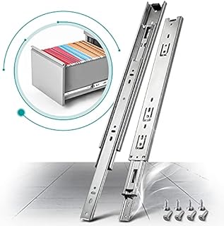 AOLISHENG 1 Pair Full Extension Drawer Runners 200 250 300 350 400 450 500 550 600mm Heavy Duty 45 kg Load Capacity Side Mount Ball Bearing Kitchen Cabinet Slides Replacement Rails Guide Glides Black
