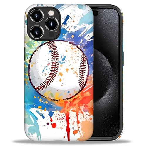 yicomon Compatible with iPhone 16 Pro Max Case, Colorful Baseball Sport Pattern Print Matte Phone Case Durable Fashion Funny Liquid Silicone Case Soft Anti-Scratch Shockproof Protective Cover