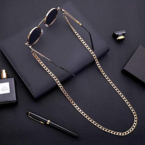 Corwar 9836 Cadenas de anteojos de Estilo Simple y Retro Cadena de Gafas de Moda Dorada Cadena de anteojos Decorativos con Anillos Antideslizantes de Silicona de 2 Piezas para Mujeres Eco - Latest
