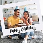 32 x 24 Inch Extra Large Happy Birthday Photo Booth Selfie Frame Props Picture DIY Cutouts Photo Backdrop Cardboard Props for Party Supplies Favors(Horizontal,White) - Image 5