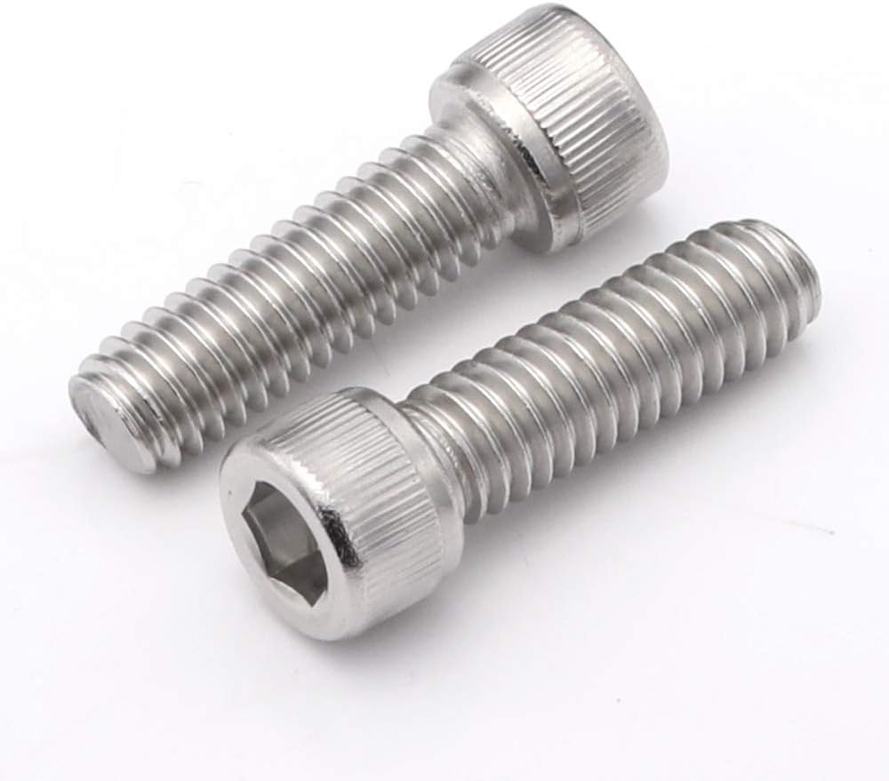 1/4-20 x 1/2", 5/8", 3/4", 7/8", 1" Socket Head Cap Screws, Stainless Steel 18-8 (304), Bright Finish, Fully Threaded, Allen Hex Drive, 50 PCS