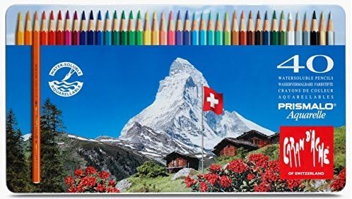Caran Dache Set Of 40 Prismalo Aquarelle Artist Watercolour Pencil Assorted Colour In Metal Case Set 0999_340
