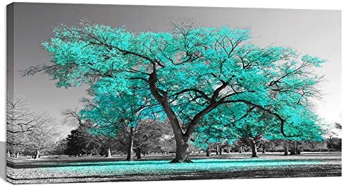 Visual Art Decor Black White Teal Tree Canvas Wall Art Prints Framed and Stretched Poster for Living Room Bedroom Ready to Hang Visual Art Decor Black White Teal Tree Canvas Wall Art Prints Framed and Stretched Poster for Living Room Bedroom Ready to Hang