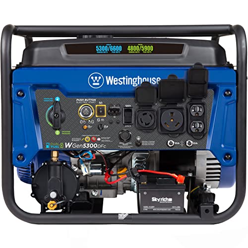 Westinghouse Outdoor Power Equipment 6600 Peak Watt Dual Fuel Home Backup Portable Generator, Remote Electric Start, Transfer Switch Ready, Rv Ready, Co Sensor, Carb Compliant #TOP7