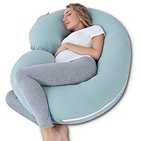 Vista 19 de INSEN Almohada de embarazo refrescante, almohada de maternidad para mujeres embarazadas (azul refrescante)