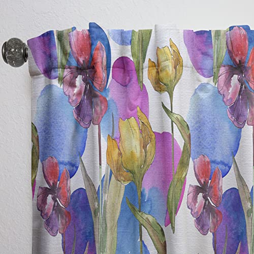 Rideaux rétro tulipes violettes pour bloquer les regards indiscrets