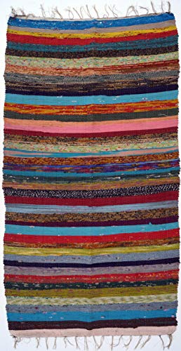 Derber kleiner upcycling Flickenteppich, Patchworkteppich 95*60 cm - bunt / Teppiche und Bodenmatten