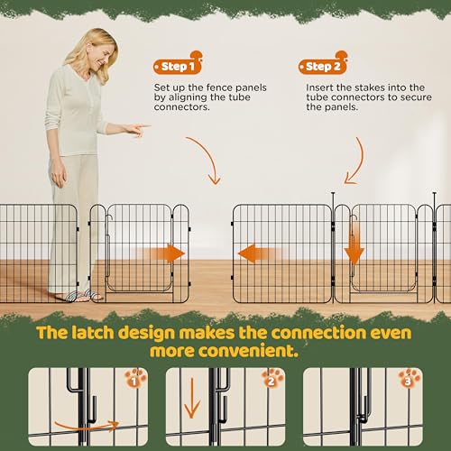 Yaheetech Welpenlaufstall 8-teilig 60 cm hoch, Laufstall mit Tür für Hunde Wohnung und Garten, DIY Hundepark für drinnen und draußen, Faltbares Welpenfreigehege Zaun Gitter