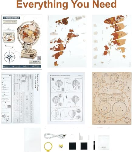 ROBOTIME Puzzle 3D Madera de Globo Luminoso, Maquetas para Construir Adultos, Mecánica Construcción Manualidades Kits