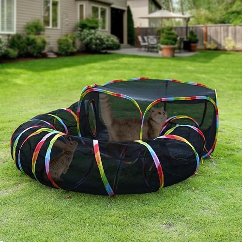 WQU Túnel para Gatos Ao Ar Livre, Cercados para Gatos Ao Ar Livre, Cercadinho para Gatos Arco-Íris p