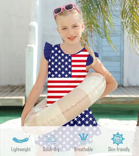 Image of Girls Swimsuit 2 Piece Ruffle Bathing Suit UPF 50+ Tankini Swimsuit Skirt with Lining Size 3-10