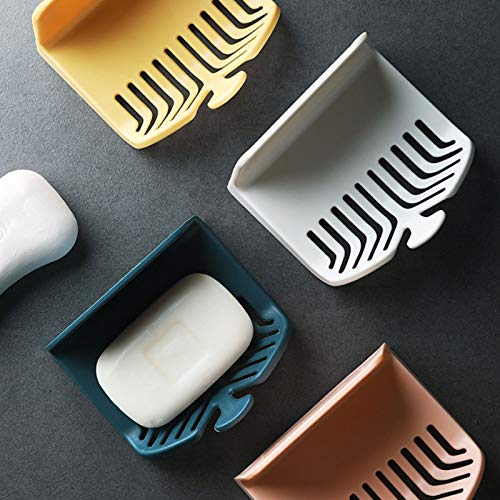 Knfut Soap Dishes， Soap Dish, Abs Material, Drains Quickly Without Water Accumulation, Size 10.5*9.4*6.8Cm, Hollow, Curved Surface Design, Not Easy To Fall Off (Blue/Yellow/White/Pink) ( Color : Yello #TOP1
