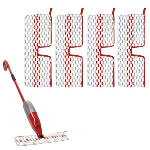4 Pack Washable Microfiber Refill Spray Mop Pads Compatible with Promist MAX Spray Mop,Red