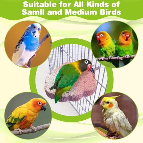 Image of PINVNBY 3PCS Bird Beak Grinding Stone Resin Bird Perch Stand Grinding Claw Birds Cage Perch Parrot Climbing Chewing Toys Parakeet Cage Accessories for Budgies Cockatiels Conures(Pink)