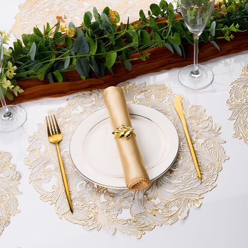 Set de table vinyle lavable or et ajouré pour protéger et décorer la table avec élégance - 6