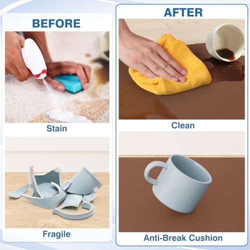 Image of StepRite Kitchen Mats, 2PCS Kitchen Rugs, Cushioned Anti Fatigue Kitchen Mats for Floor, Non-Slip Standing Desk Mat, Waterproof Kitchen Rug Set for Floor, Office, 17.3 inchx30 inch+17.3 inchx70 inch, Terracotta Brown
