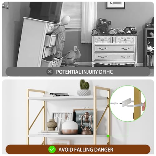 Shintenchi 5 Tiers Bookshelf, Classically Tall Bookcase Shelf,Industrial Book Rack,Modern Book Holder in Bedroom/Living Room/Home/Office, Storage Rack Shelves for Books/Movies,Gold - Image 7