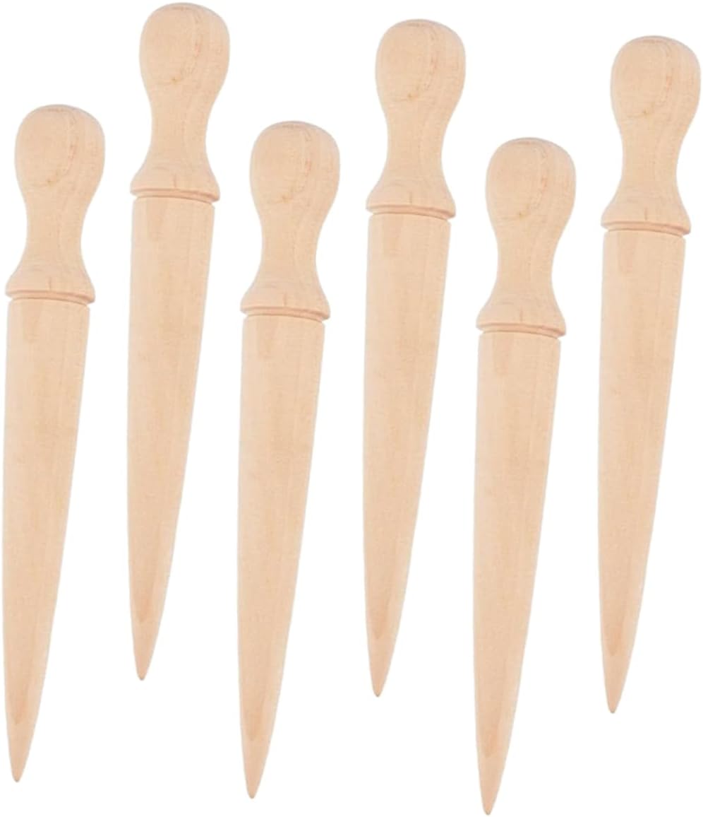 Milisten 6pcs Wooden Handled Garden Digger Planting Hole Puncher Ergonomic Grip Durable Construction