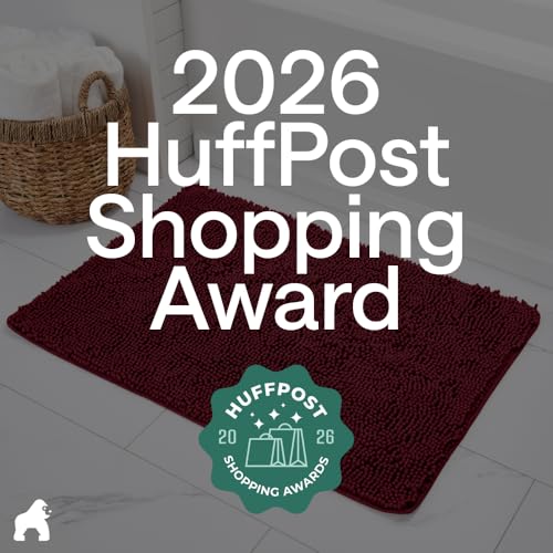 Image of Gorilla Grip Original Luxury Chenille Bathroom Rug Mat, 30x20, Extra Soft and Absorbent Shaggy Rugs, Machine Wash Dry, Perfect Plush Carpet Mats for Tub, Shower, and Bath Room, Burgundy