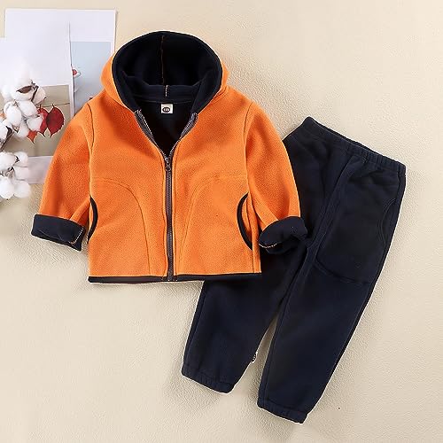 Toddler/Little Boys Boys Shaker Suit Long Sleeved Hooded Jacket Color Zipper Top + Solid Color Baby Winter2