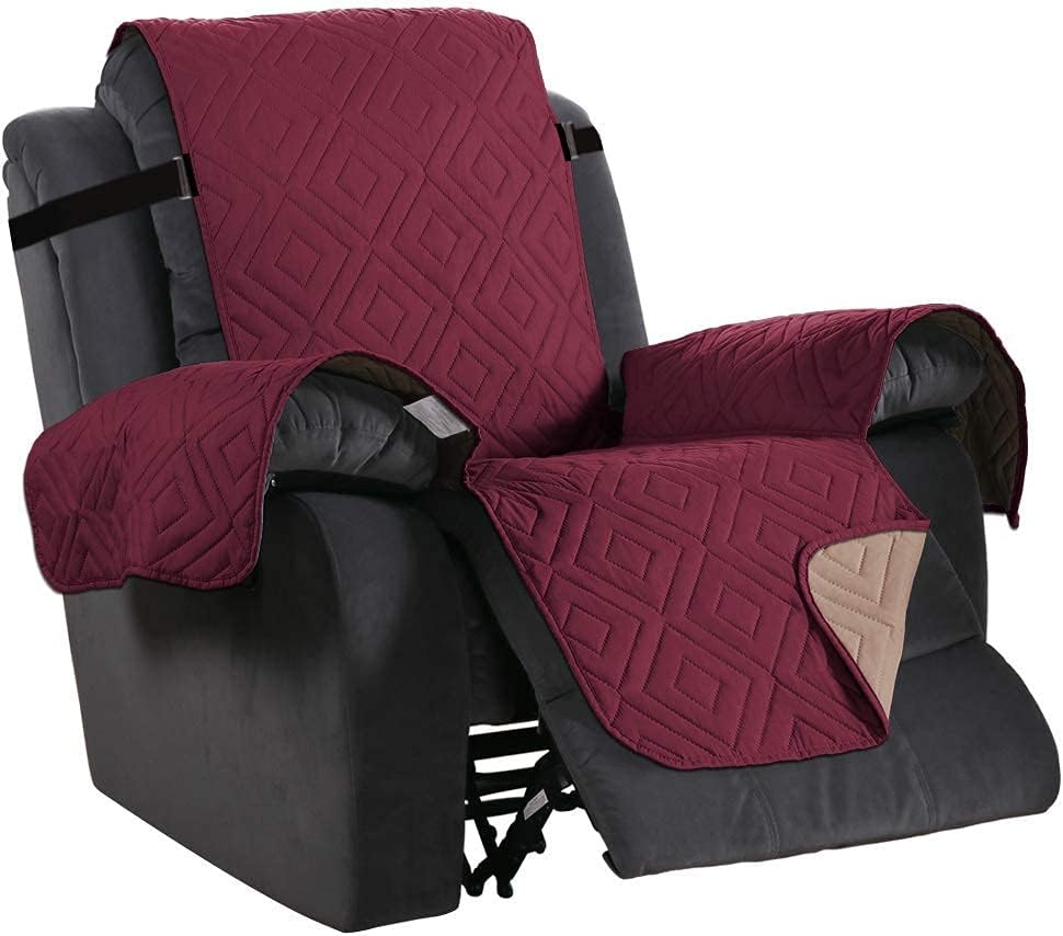 H.VERSAILTEX Reversible Sofa Slipcover Bundle Recliner Cover, Burgundy