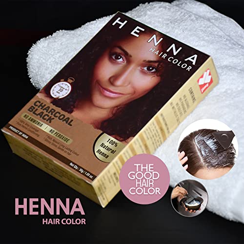 Henna Hair Color 30 Minute Enriched With Herbs Semi Permanent Powder - Harsh Chemical Free For Men And Women (Charcoal Black Hair Dye) #TOP5
