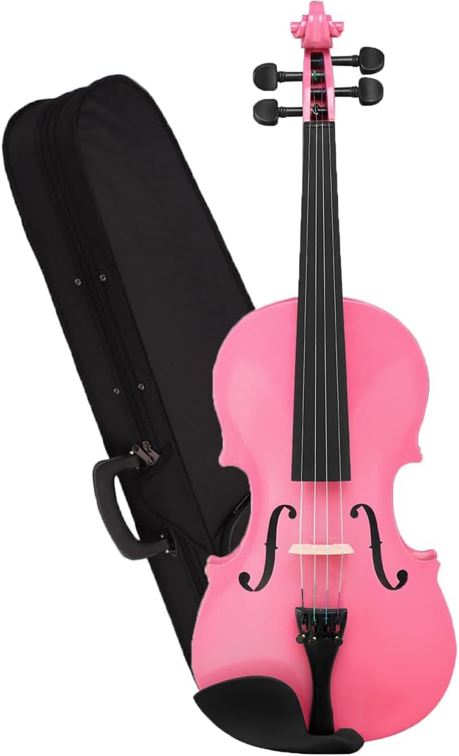 Vasitelan Acoustic Violin Kit, Beginner Violins Set with Case, Bow, Rosin (Pink, 1/2)