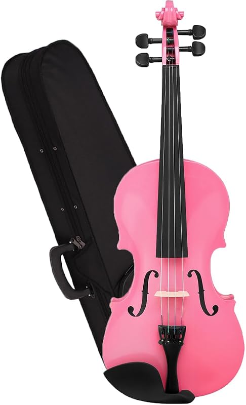 Vasitelan Acoustic Violin Kit, Beginner Violins Set with Case, Bow, Rosin (Pink, 1/2)