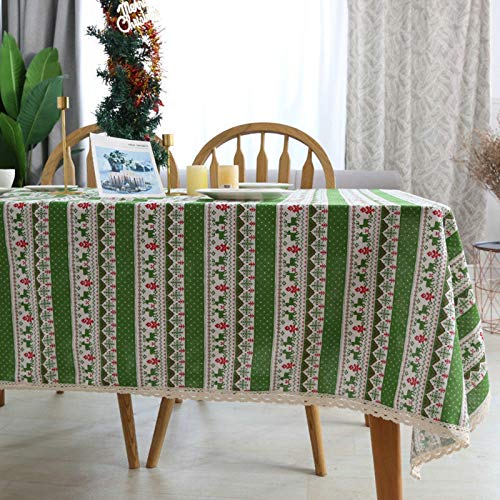 Nappe Noël cerfs moderne pour réveillon en famille vert 100x160cm